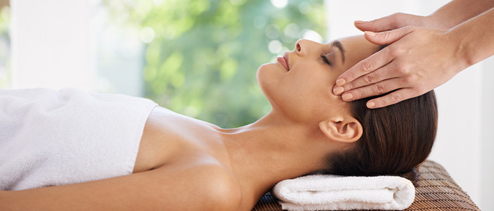 woman getting face massage